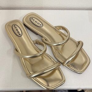 Scoop NYC Gold Sandals Minimalist Slip-On